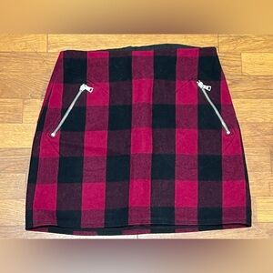 Plaid Red and Black Wool Skirt